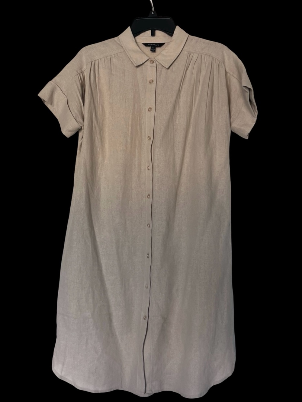Light Taupe Button-Front Shirt Dress